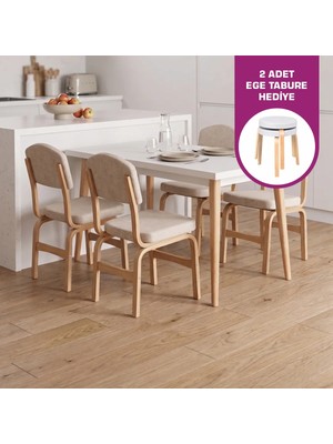 Vilinze Ege Sandalye Avanos Ahşap Mdf Mutfak Masası Takımı - 70X120 cm