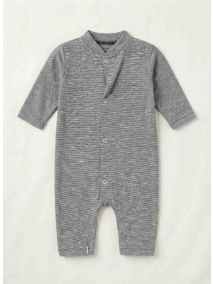 Güler Butik Unisex Bebek Kendinden Desenli Soft Dokulu Uzun Kollu Çıtçıtlı Tulum
