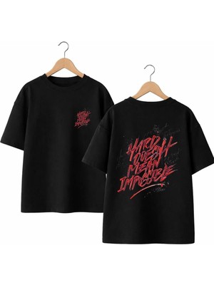 Playwear Hard Mean Sırt ve Ön Gögüs Baskılı %100 Pamuk Oversize Bol Regular Fit Bisiklet Yaka T-Shirt