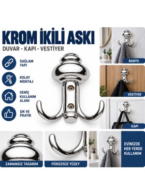 Elaletionline Banyo,dolap,vestiyer Askısı Krom