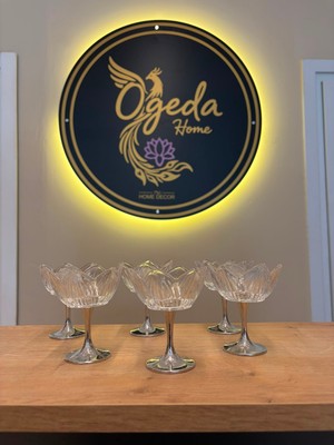 Ogeda Home 6'lı Gümüş Ayaklı Çiçek Form Kahve Yanı Cam Lokumluk-Gümüş Ayaklı Cam Lokumluk