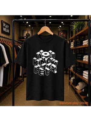Playwear Beter You Yazı Gögüs Baskılı %100 Pamuk Oversize Bol Regular Fit Bisiklet Yaka T-Shirt