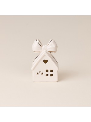 Evidea Deco Ribbon House Pilli Mum - Beyaz - 10X6 cm