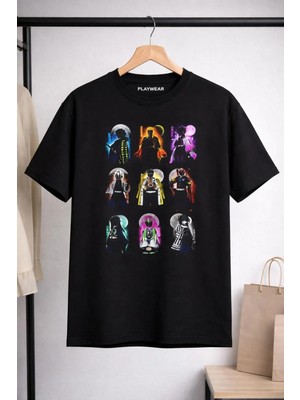 Playwear Play Wear Unisex Bol Kalıp Demon Slayer Baskılı Siyah Tişört - Tshirt