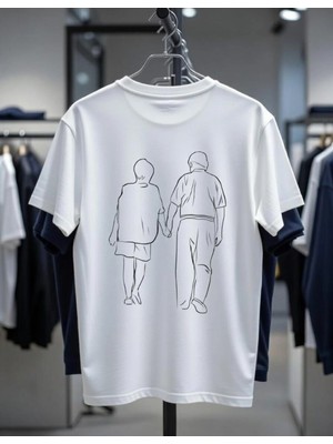 Playwear Play Wear Unisex Bol Kalıp Minimal Çift Sırt Baskılı Bisiklet Yaka T-Shirt