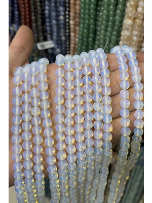 Uçar Doğal Taş Opal Taşı Şeffaf Küre Kesim Parlak Şeffaf 8mm Doğal Taş Dizi [Ab]