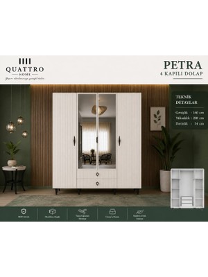 Quattro Home Petra 4 Kapaklı Dolap