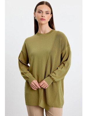 Tığ Triko Örgü Detaylı Tunik Olive  21872