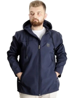 ModeXL  Erkek Softshell Parcalı Kapsonlu Mont 21235 Lacivert