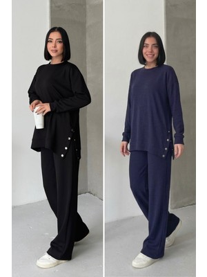 Soft & Basic 2'li Rahat Kesim Yanları Çıt Kapamalı Premium Yumuşak Kumaş Eşofman Takımı