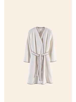 İrya Muse %100 Pamuk Kişiselleştirebilir Nakışlı Kadın Bornoz L/xl Bright Ecru+Dusty Lilac