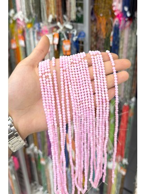 Uçar Doğal Taş Sedef Taşı Küre Kesim Parlak Pembe 4mm Doğal Taş Dizi [AB+]