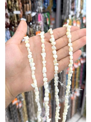 Uçar Doğal Taş Sedef Taşı Amorf Kesim Parlak Beyaz 8x5mm Doğal Taş Dizi [AA]