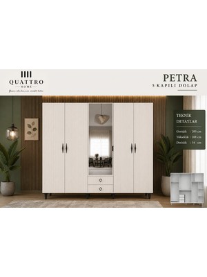 Quattro Home Petra 5 Kapaklı Dolap