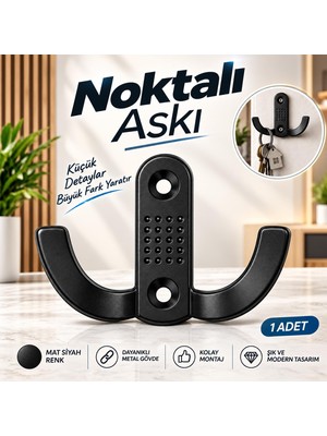 Nzb (1 Adet) Noktalı Askı Metal Mat Siyah Duvara Monte Dolap Mobilya Vestiyer Elbise Askılık Modeli