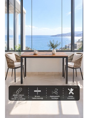 Arpelia Balkon Masası 120 x 45 cm (Antrasit - Atlantik Çam)