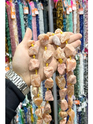 Güneş Taşı Kütle Kesim Mat Kahverengi 15x25mm Doğal Taş Dizi [AA]