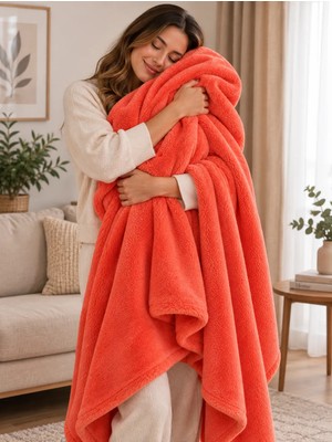 Mulberry Wellsoft Battaniye Televizyon Battaniyesi Peluş Polar Battaniye Tek Kişilik 170*230-KIREMIT