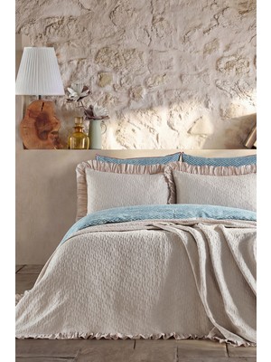 Doqu Home Leris Bouquet Fırfırlı Yatak Örtüsü Tek Kişilik Taş