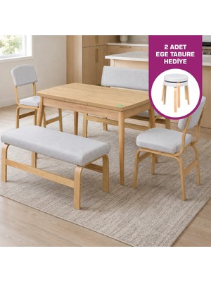 Vilinze Ege Sandalye Avanos Ahşap Mdf Açılır Mutfak Masası Takımı - 70X120+30 cm