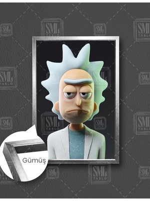 SML Tablo Rick And Mortie Rick Efsane Çizgi Dizi Çerçeveli Dikey Kanvas Tablo