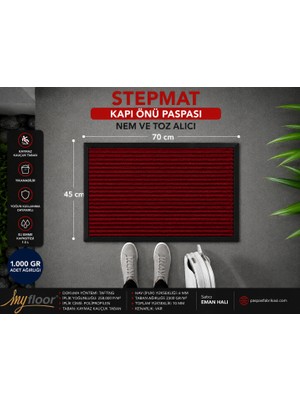 My Floor Nem Alıcı Toz Tutucu Çamur Sıyırıcı Pvc Taban ve Pvc Bordürlü Bordo Meridyen Rip Halılı Kapı Önü Paspası