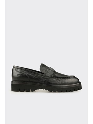 Elle Siyah Deri Erkek Klasik Loafer