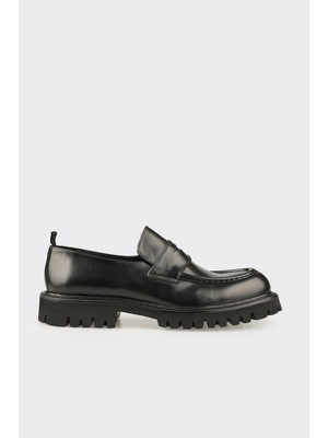 Elle Siyah Deri Erkek Günlük Loafer