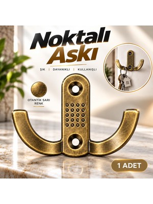 Nzb (1 Adet) Noktalı Askı Otantik Sarı Metal Duvar Askılık Dolap Mobilya Vestiyer Dekoratif Askı