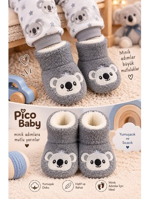 Pico Baby Bebek & Çocuk Kaydırmaz Tabanlı Ev Botu / Panduf / Kışlık Peluş Bot / Koala Desenli