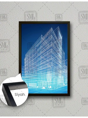 SML Tablo Inşaat Projelendirmesi Inşaat Mühendisliği Yapı Denetim Building City Çerçeveli Dikey Kanvas Tablo