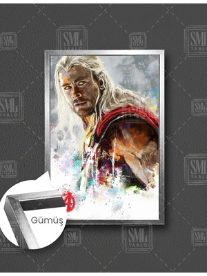 SML Tablo Avengers Thor Yenilmezler Zeusun Oğlu Iskandinav Mitolojisi Çerçeveli Dikey Kanvas Tablo