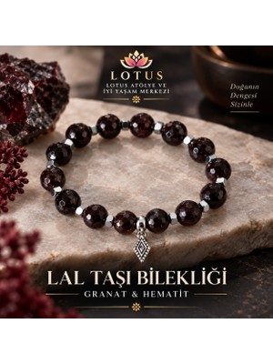 Lotus Atölye ve İyi Yaşam Merkezi ❤️ Lal Taşı Bilekliği – %100 Doğal Granat (Garnet) Kristal Kesim