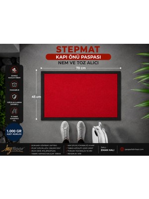 My Floor Nem Alıcı Toz Tutucu Çamur Sıyırıcı Pvc Taban ve Pvc Bordürlü Velür Kırmızı Halılı Kapı Önü Paspası