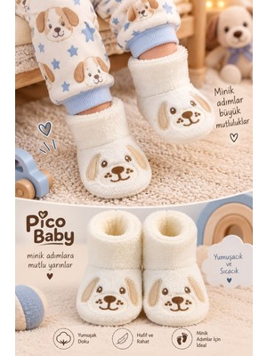Pico Baby Bebek & Çocuk Kaydırmaz Tabanlı Ev Botu / Panduf / Kışlık Peluş Bot / Köpek Desenli