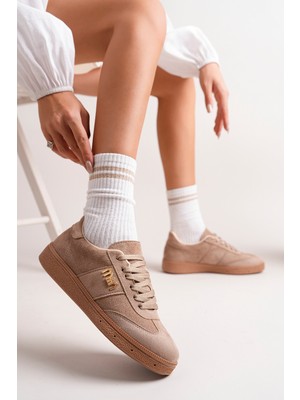 Bahrina Kadın Siyah Cild Siyah Süet Tokalı Günlük Sneaker