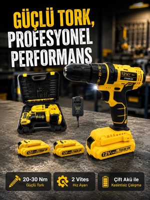 Mey İthalat Mey Ithalat® Ergonomik Tasarımlı 12V Matkap | 2 Vitesli, LED Aydınlatmalı ve Dayanıklı