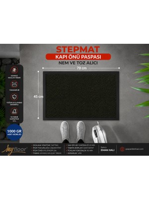 My Floor Nem Alıcı Toz Tutucu Çamur Sıyırıcı Pvc Taban ve Pvc Bordürlü Yorgunluk Önleyici Comfortmat Halılı Yeşil Kapı Önü Paspası