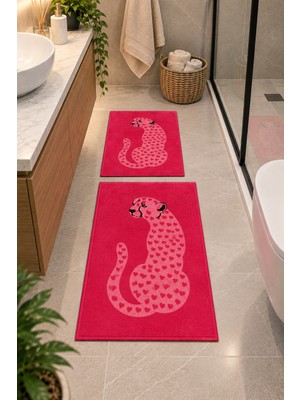 Zeta Halı Digital Baskı Yıkanabilir Kaymaz Taban 2li Banyo Paspas Takımı 40X60 60X100