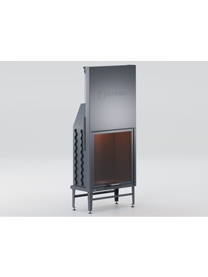 Schömne 90X90 Küp Hazne Dik Düz Asansörlü Şömine
