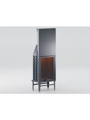 Schömne 70X90 Küp Hazne Dik Düz Asansörlü Şömine