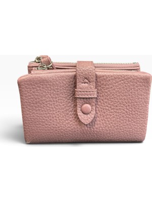 Nas Bag Küçük Yumuşak Deri Çıtçıtlı Kadın Cüzdan Çanta Pembe