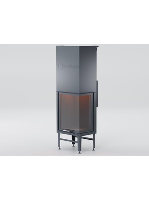 Schömne 60X50X80 Küp Hazne Dik Iki Tarafı Camlı Asansörlü Şömine