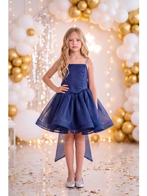 Butik Happy Kids Kız Çocuk Prenses Abiye Elbise Büyük Kurdele Detaylı Zarif Tasarım Çocuk Abiye Elbise 6-13 Yaş