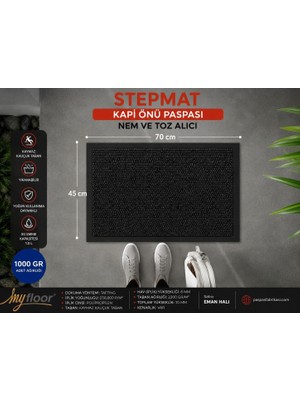 My Floor Nem Alıcı Toz Tutucu Çamur Sıyırıcı Pvc Taban ve Pvc Bordürlü Setra Antrasit Çelik Halılı Kapı Önü Paspası