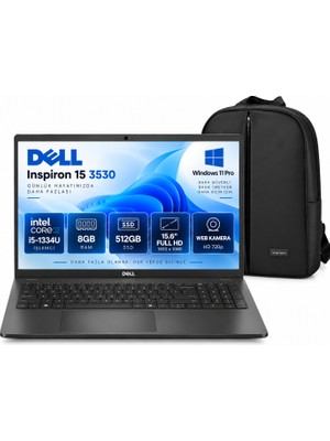 Dell Inspiron 15 3530  I5-1334U 8gb Ram 512GB SSD 15.6"  Fullhd  Taşınabilir Bilgisayar Windows 11 Pro + Snertech Çanta