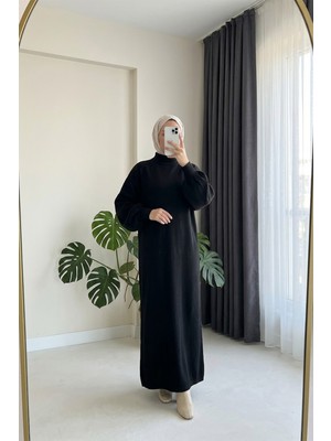 Beyome Kadın Triko Örgü Elbise Uzun Kollu Maxi Boy Rahat Kesim Standart Beden 38 40 42 44 46 48 50 Uyumlu
