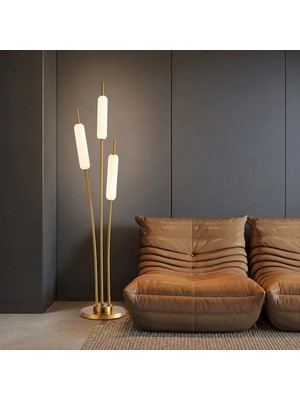 Apliqa Reed 3'lü Gold 36 Watt LED Lambader