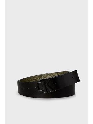Calvin Klein Logolu Deri Kemer LV04D7049GLI1 Erkek Kemer LV04D7049G Lı1