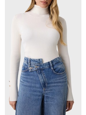 Guess Ls Tn Ellie Slim Fit Balıkçı Yaka Fitilli Kazak W6BR29Z1417 Kadın Kazak W6BR29 Z1417 G012